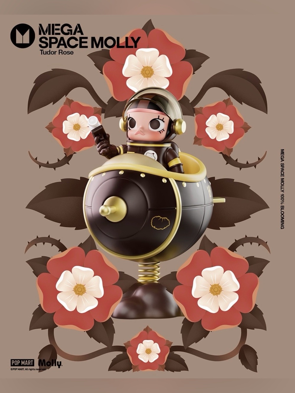 POP MART MEGA SPACE MOLLY 100% Blooming Series Tudor Rose